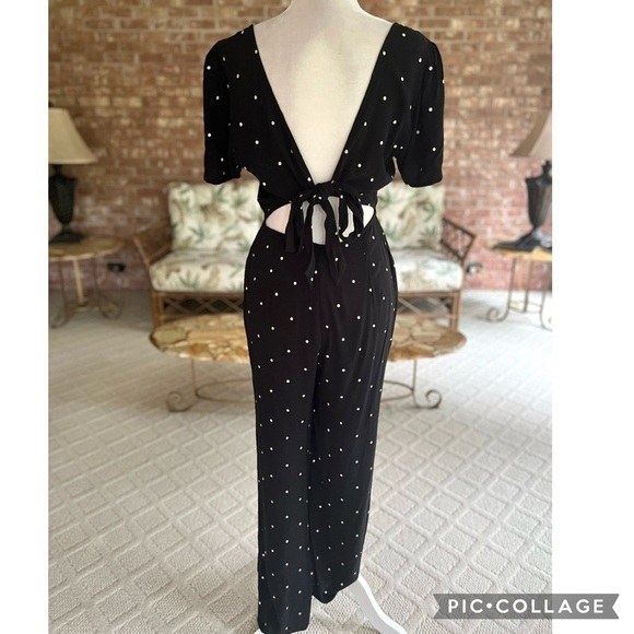 Amuse Society On The Bright Side Black Polka Dot Jumpsuit NWT S - Picture 12 of 17